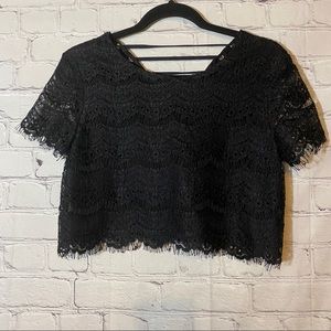 HYFVE BLACK LACE CORSET BACK CROP TOP